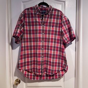 Ralph Lauren Men's Red & Green Plaid Shirt Size Large L 100% Cotton